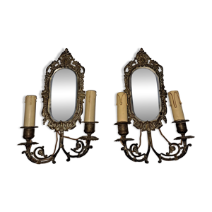 paire d'appliques, miroirs,