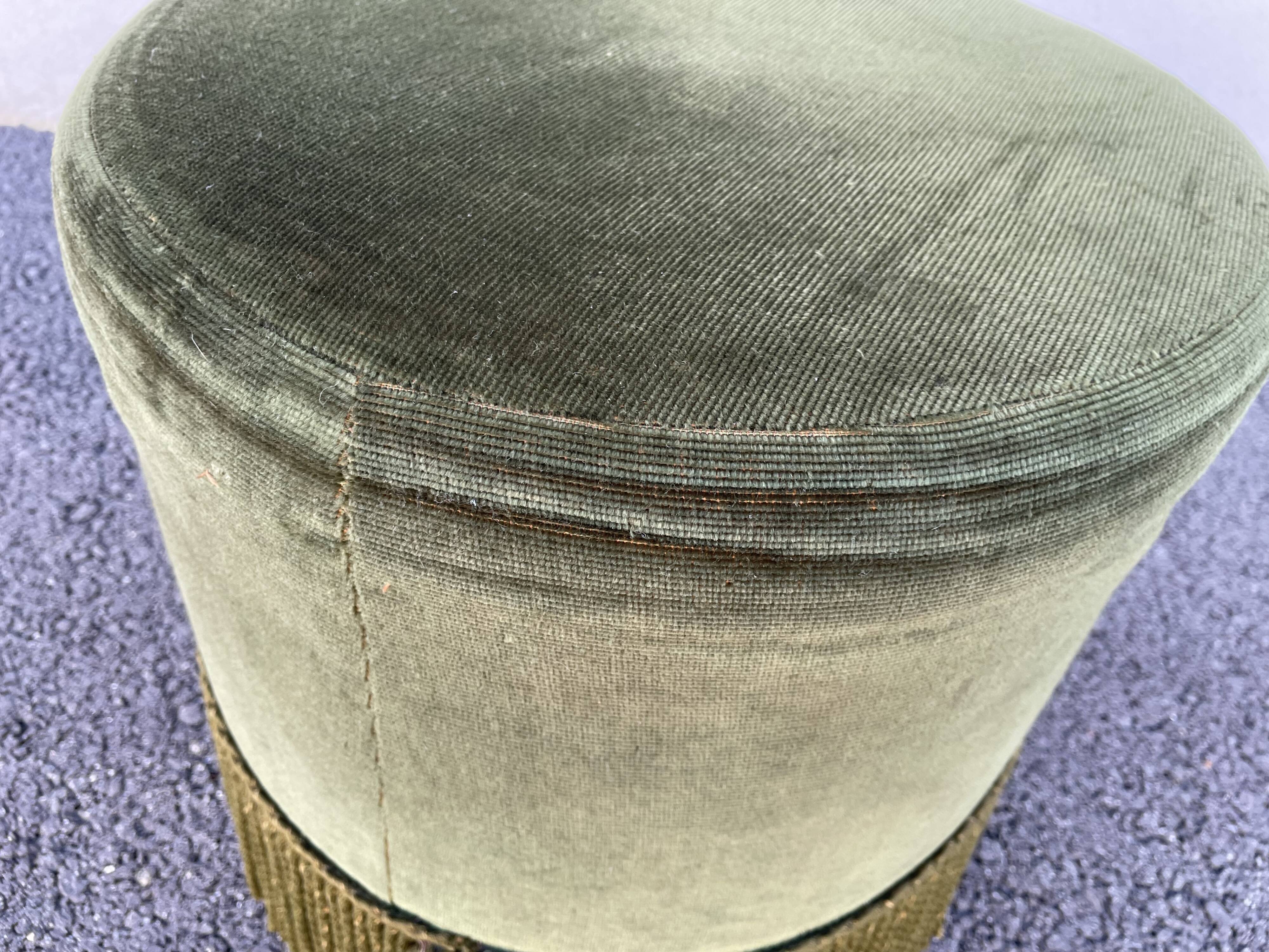 Green velvet pouf