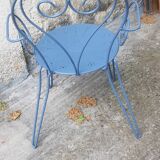 Blue wrought iron garden furniture