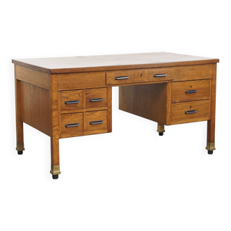 Bureau Art Déco en chêne ancien du début du XXe siècle