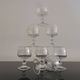 Set of 7 port glasses on crystal legs decorated with grapes and vine branches Luminarc