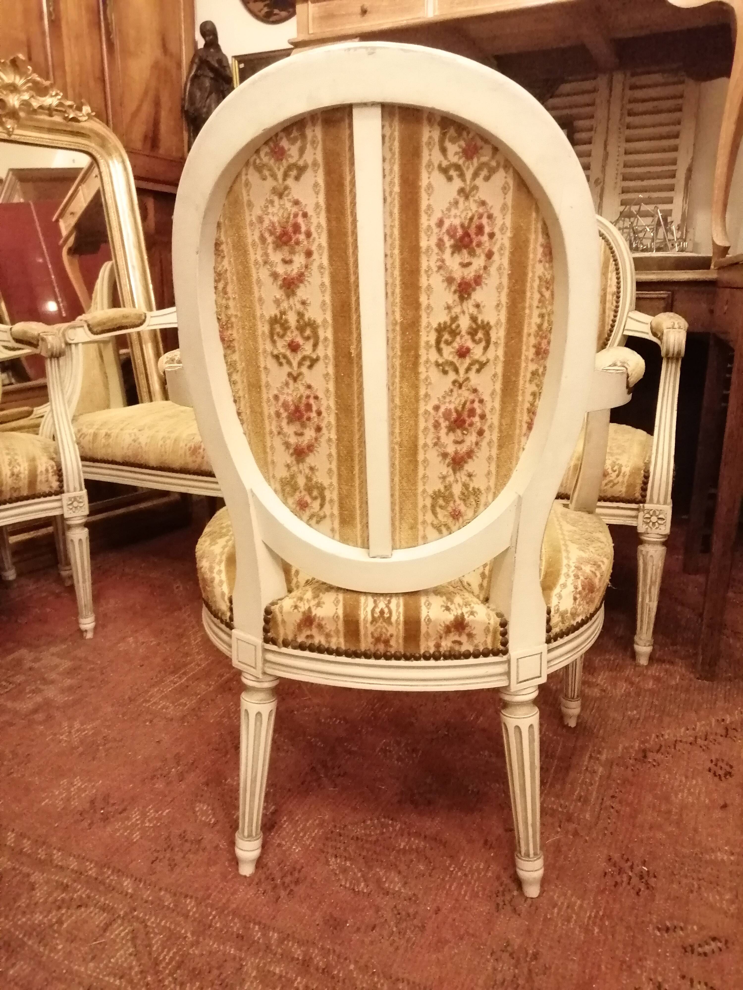 Louis XVI lounge bench - 2 armchairs