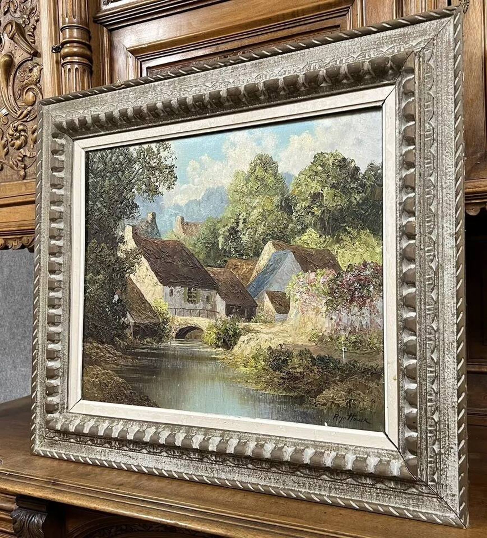 Hauck: oil on canvas depicting the surroundings of Chevreuse around 1940