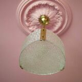 Vintage glass and brass pendant light, vintage chandelier, triangular ceiling lamp, pendant light