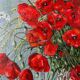 Table "Bouquet of Poppies" HST Flowers signed Monier