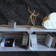 Lacquered gray wooden box furniture H60 x L39 x D31