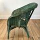 Fauteuil enfant en rotin vert années 60-70