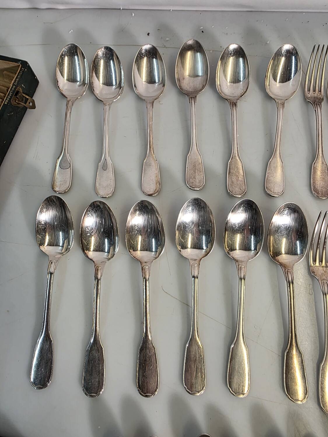 Christofle silver-plated cutlery set, 49 pieces with case.