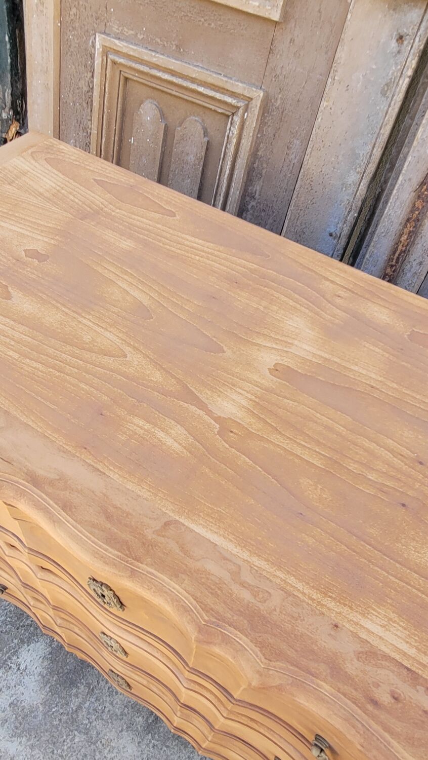 Louis xv style chest of drawers in pickled cherry