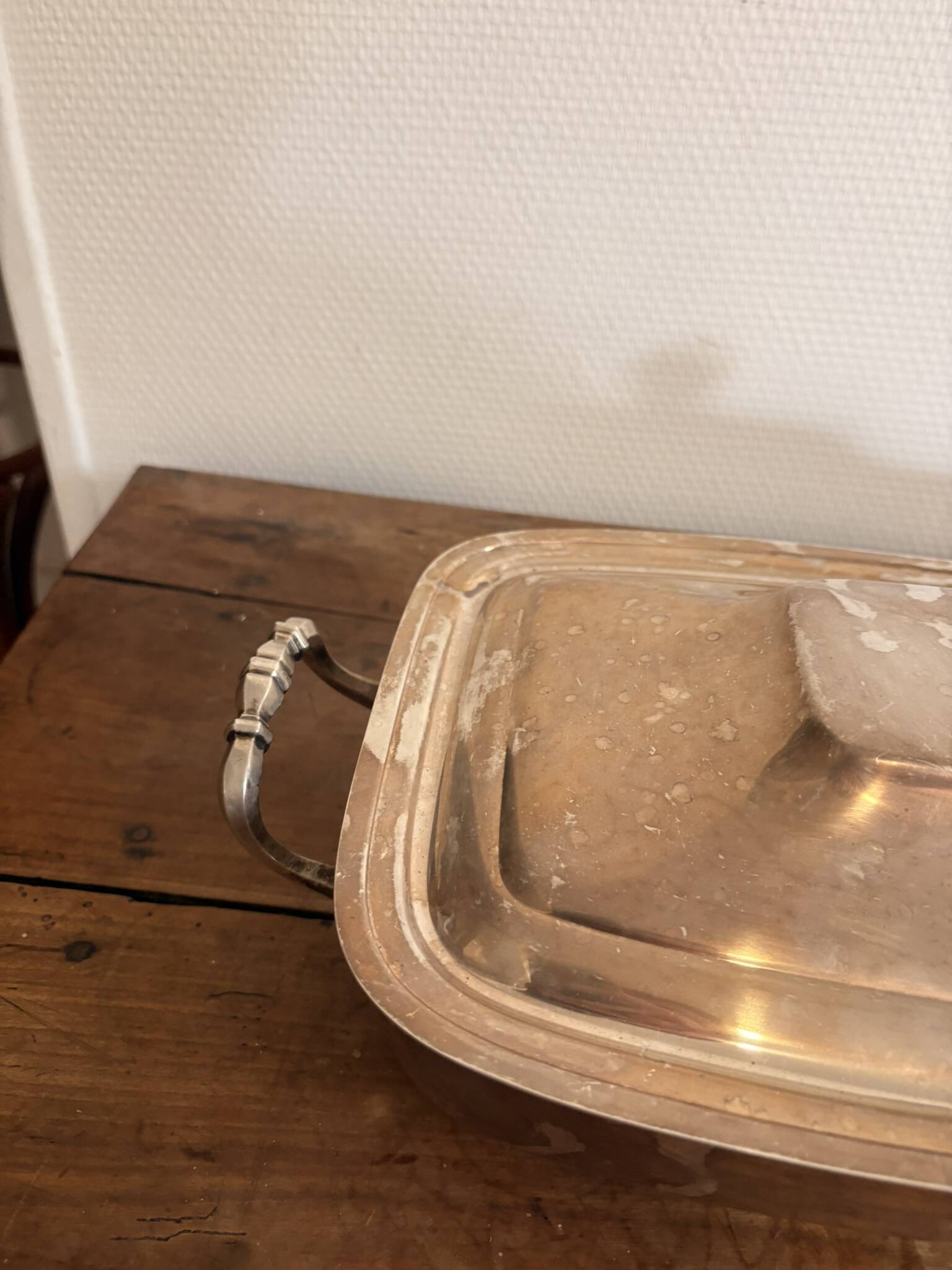 Plat couvert, légumier en métal argenté Fleuron Christofle