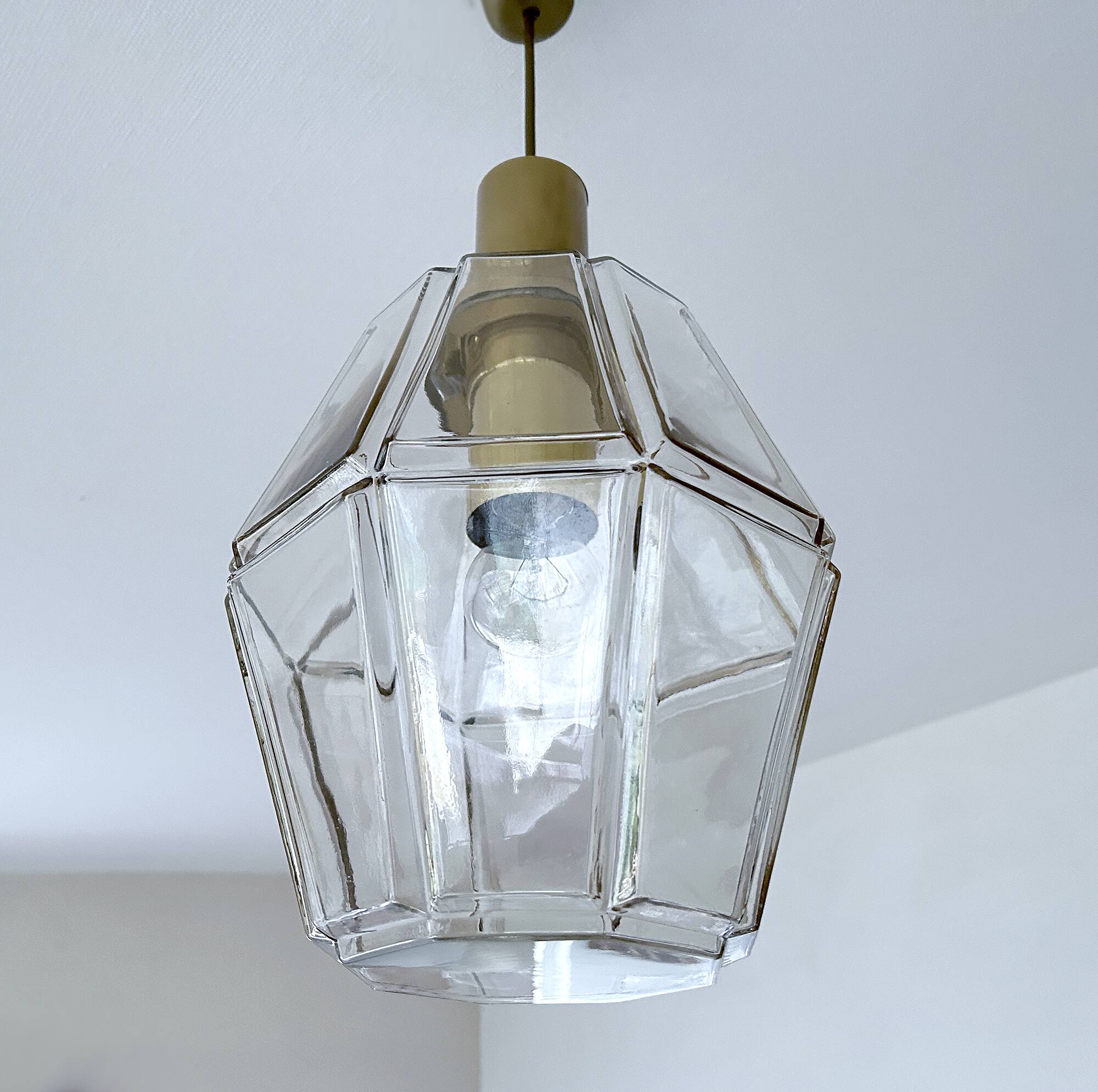 Large Vintage Limburg Glass Pendant Light