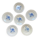 Lot de 6 assiettes plates Digoin vintage, avec un délicat motif de roses bleues au pochoir