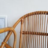 Rattan armchair and vintage Wicker-compass feet