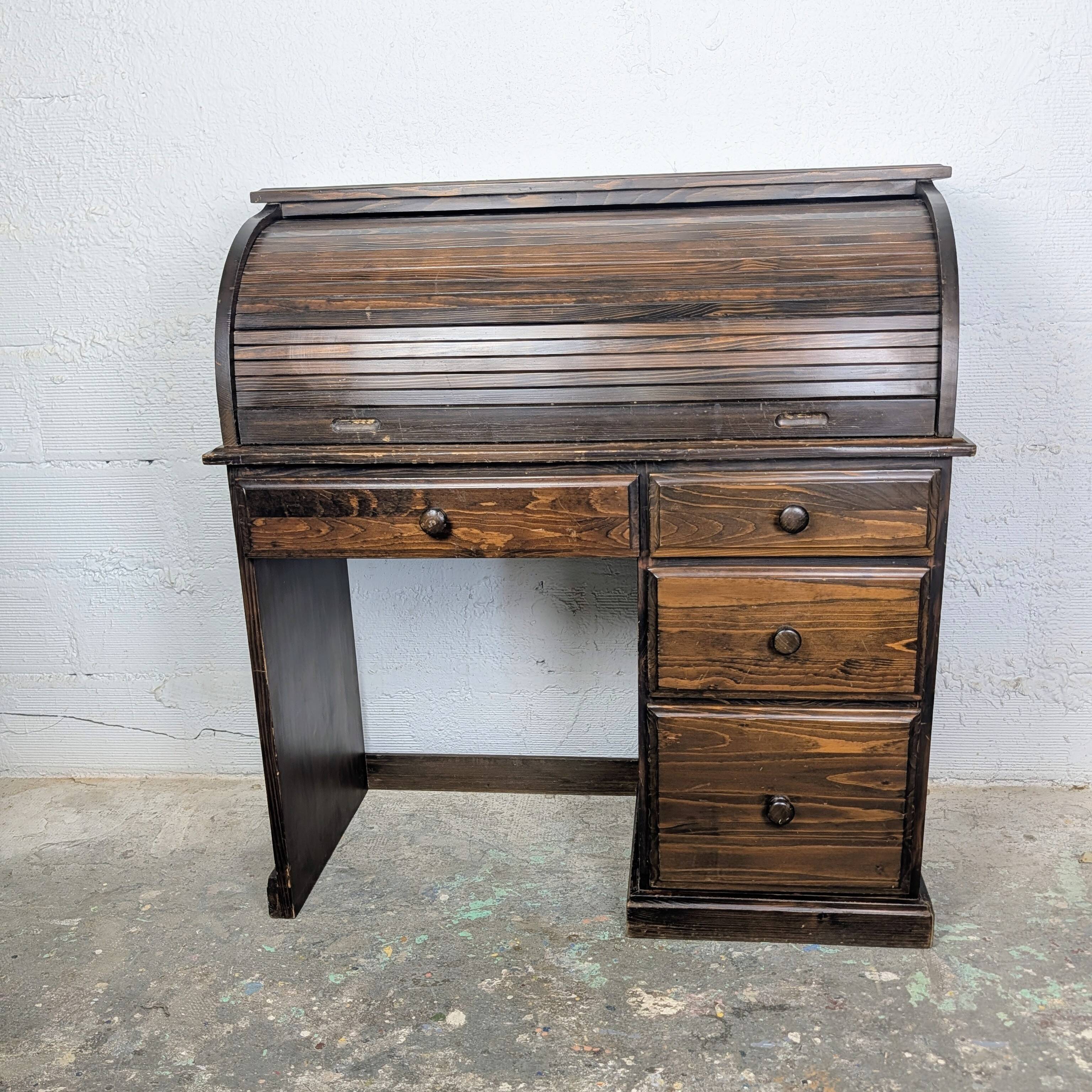 Bureau à cylindre en bois vintage