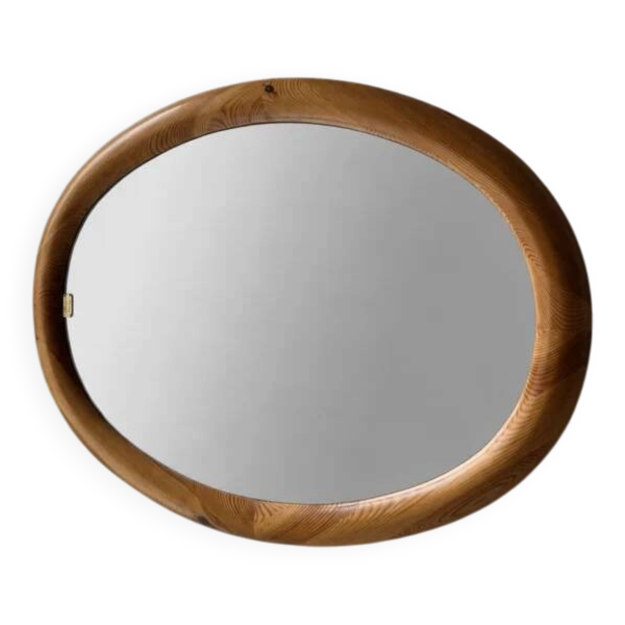 Oval pine mirror Glasmaster Markaryd Sweden 1970s