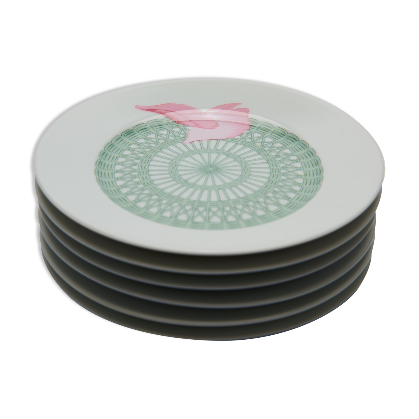 6 dessert plates Hermès Peonies 16 cm