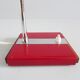 Mid century desk lamp burgundy with chrome and wood, red table lamp 1960s
