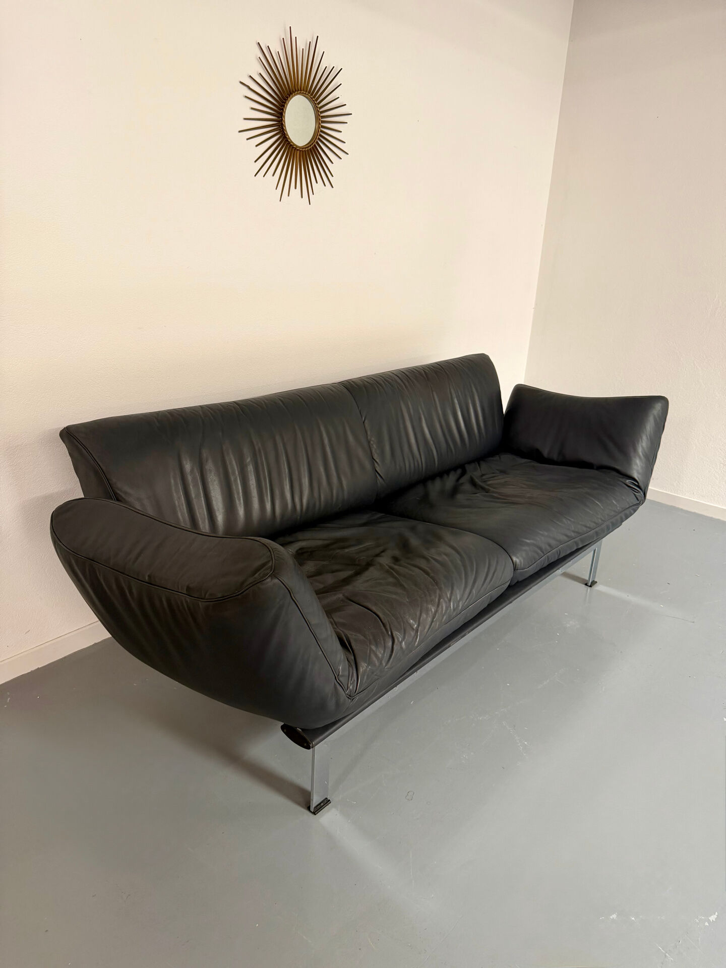 De Sede DS 140 midnight blue 3-seater vintage leather sofa 1980s design