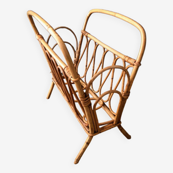 Vintage rattan magazine rack