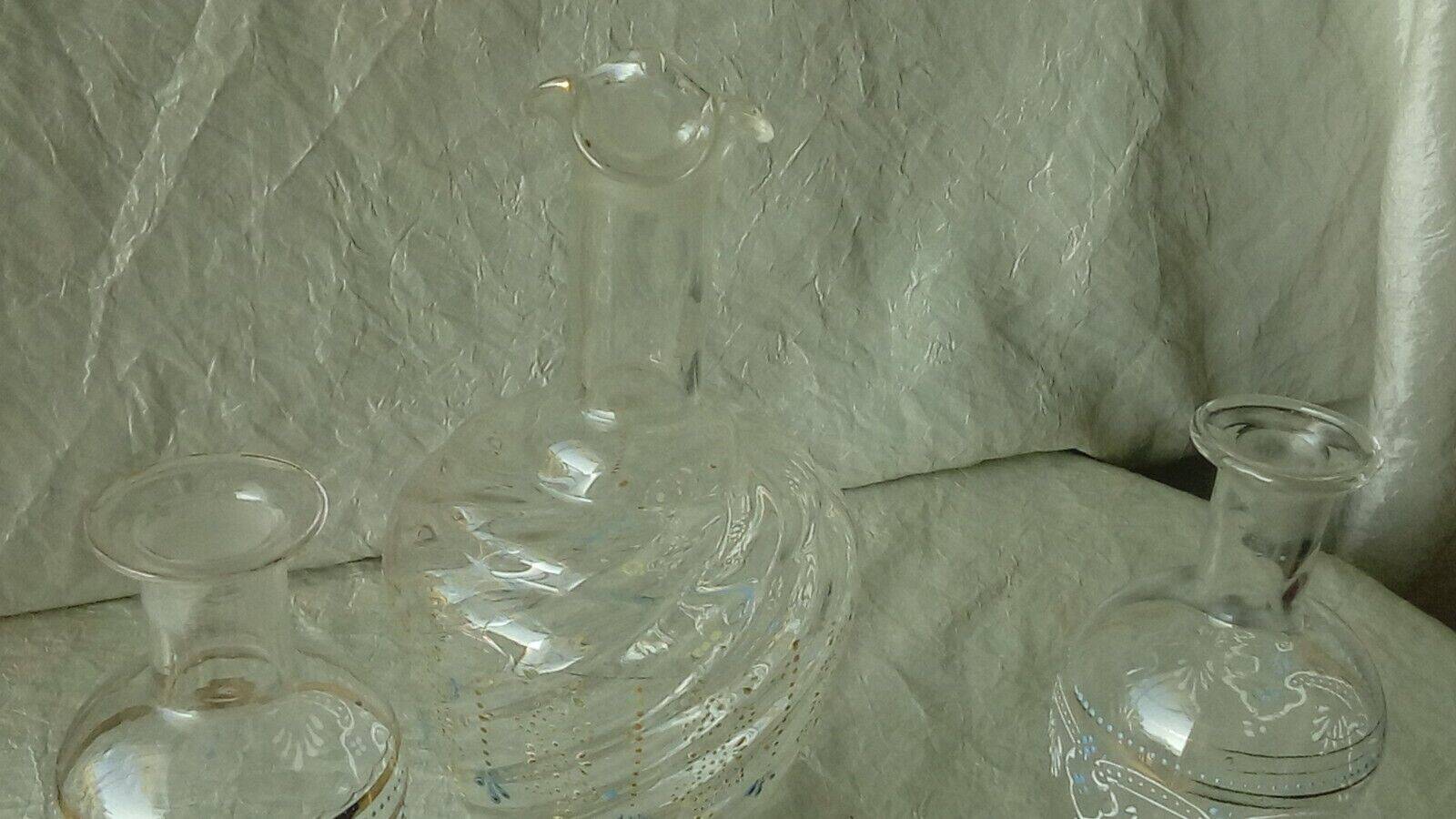 Enameled glass carafes bottles for perfume late 19th century