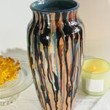 Multi-colored dropper vase, signed NB 2004, 34 cm high.
