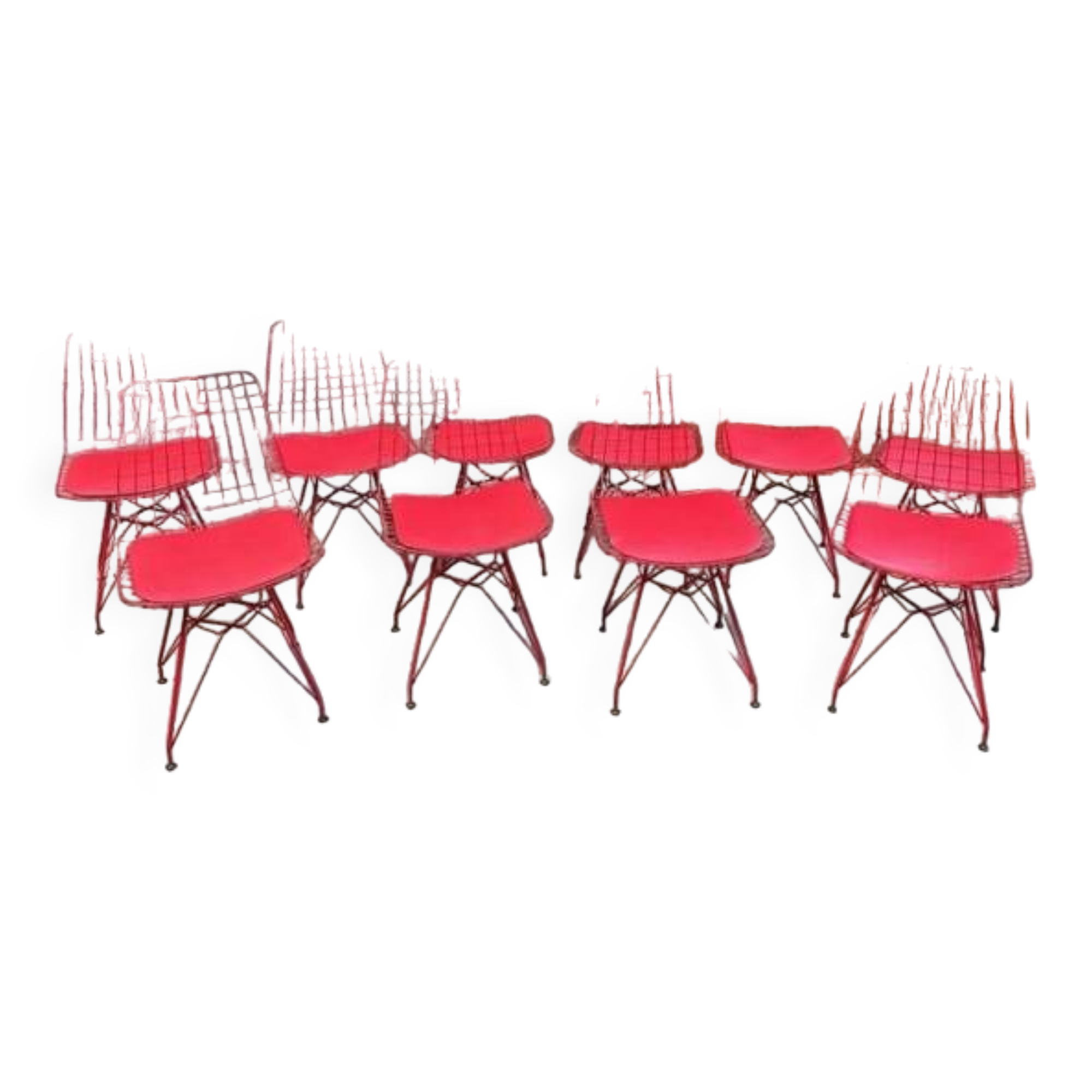 Suite of 10 metal chairs
