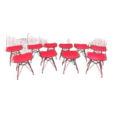 Suite of 10 metal chairs