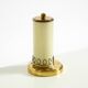 A beautiful, rare 1950s brass table lamp with one opal glass shade adorned