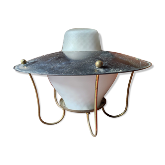 Chandelier suspension lantern sheet opaline brass vintage