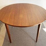 Extendable swedish round teak dining table