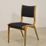 Set of 4 Scandinavian design curved wood chairs from the 60s.