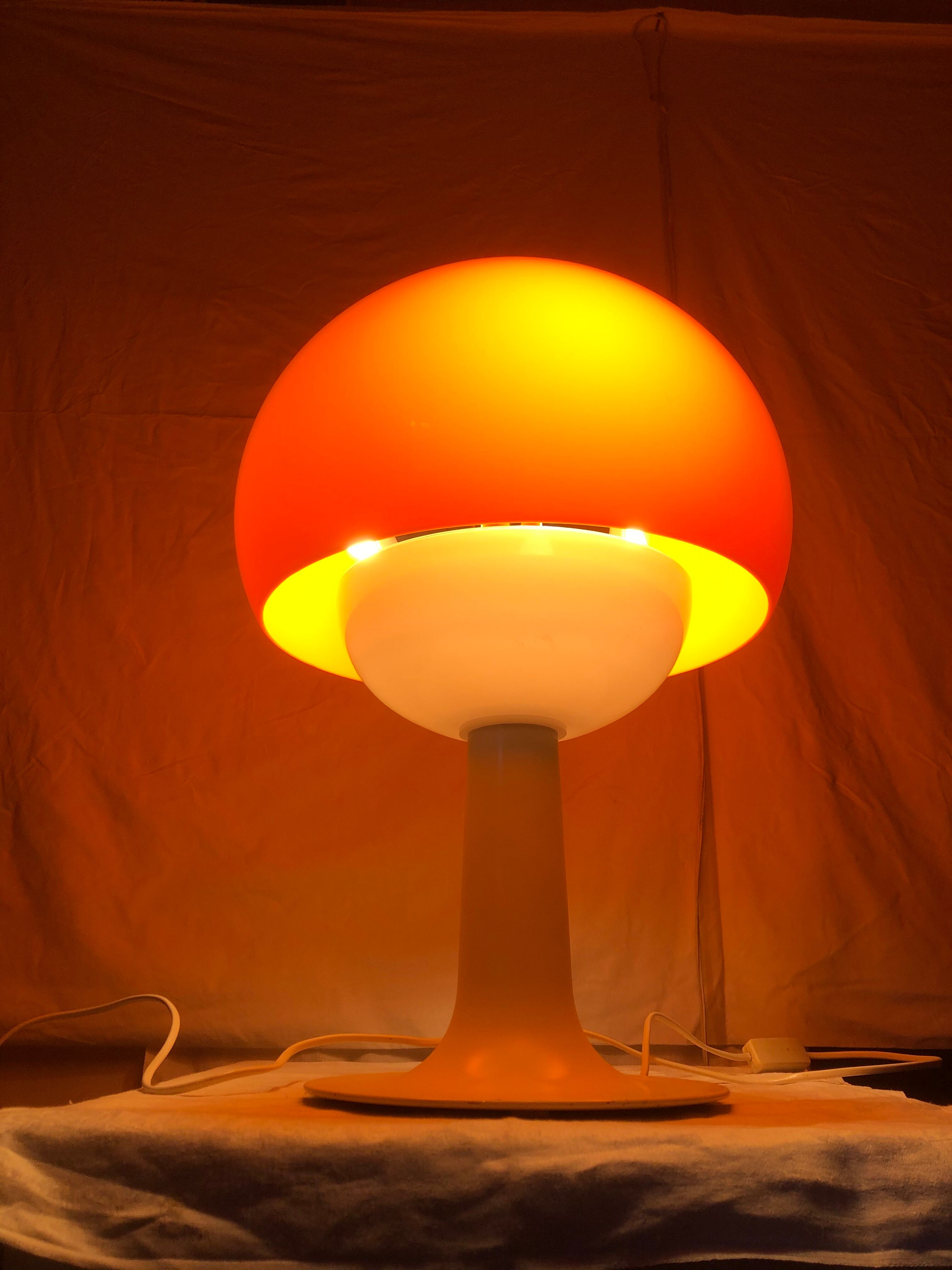 Lampe champignon orange design années 70