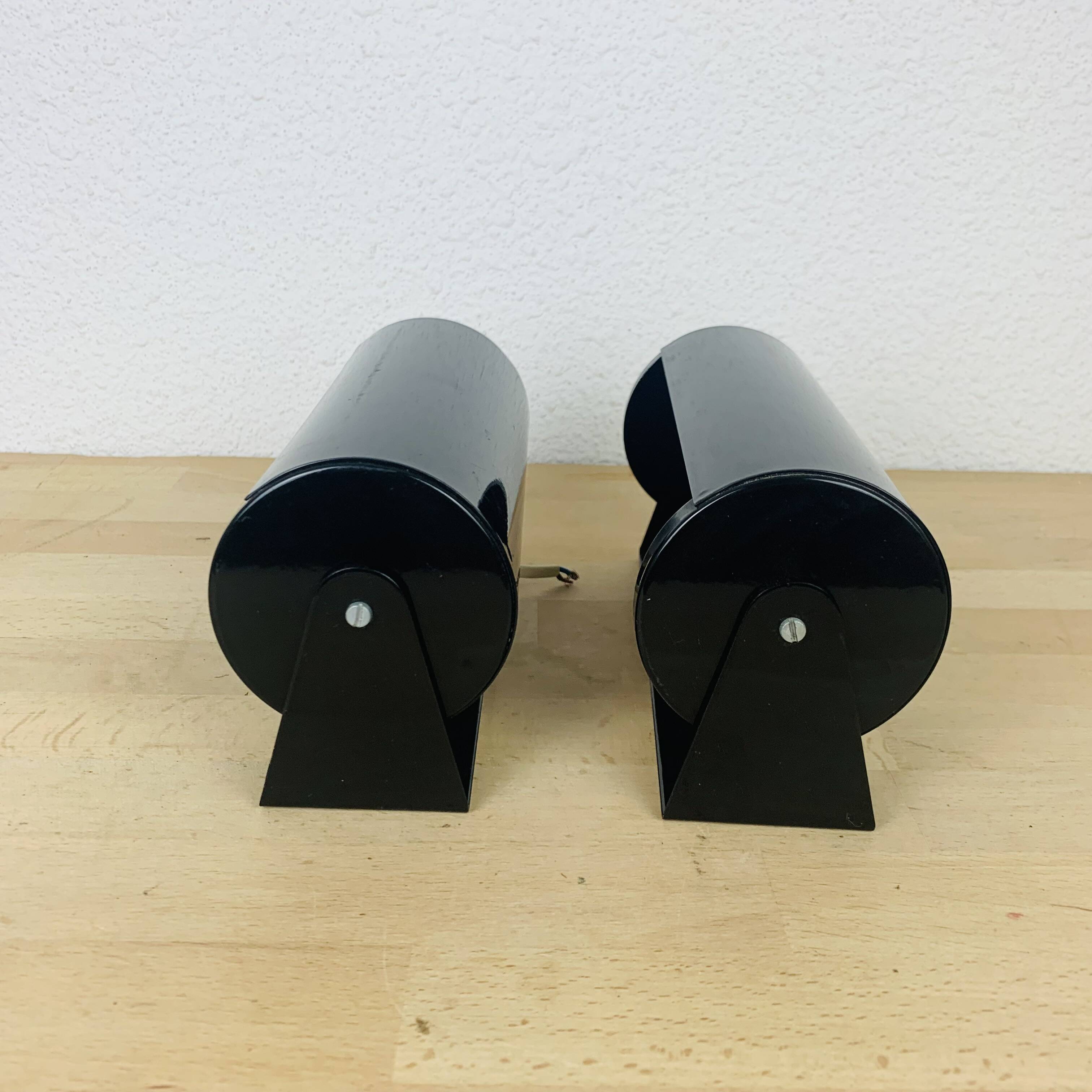 Pair of vintage black Ikea V413 roller wall lights