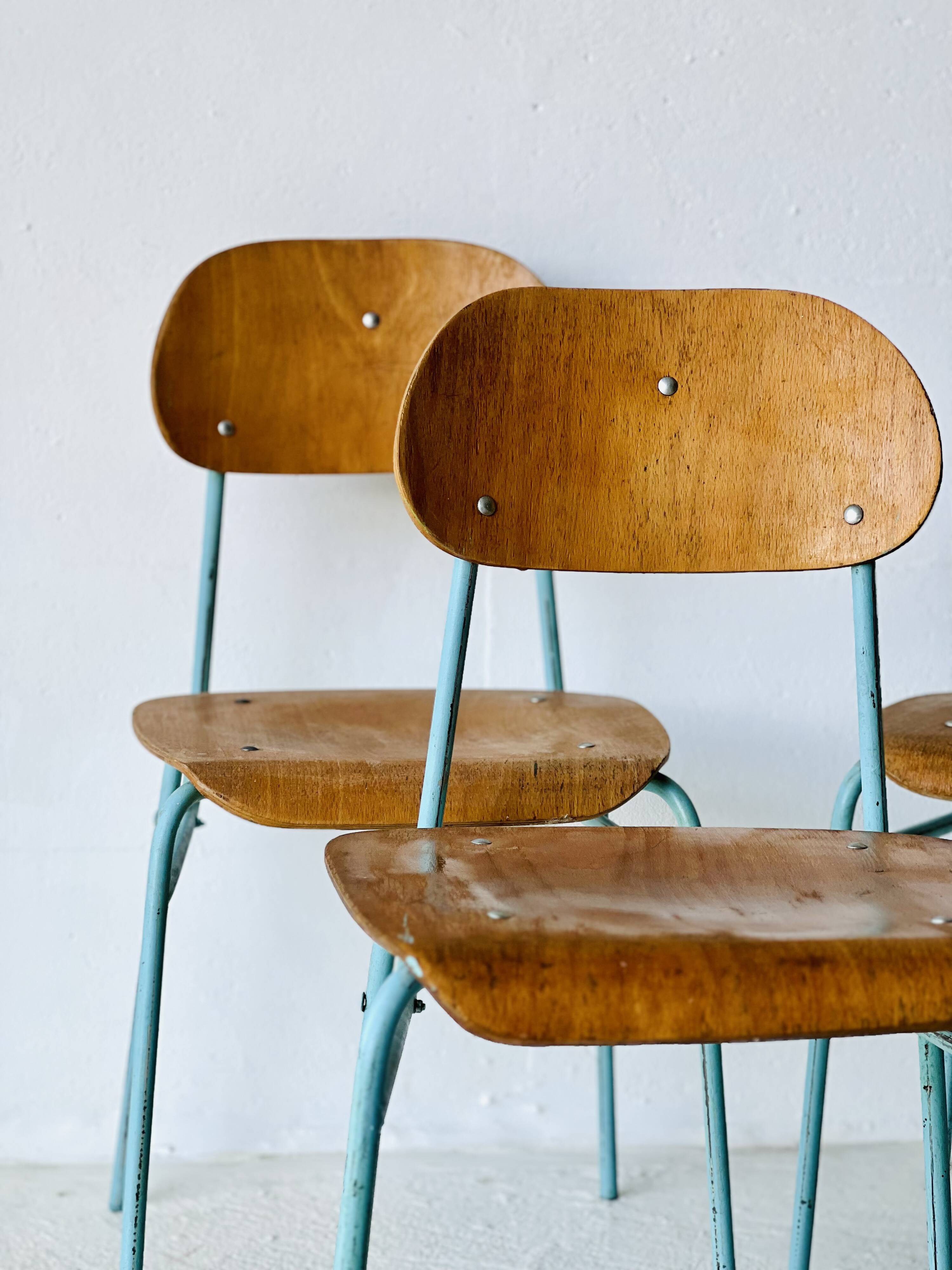 Industrial School Chairs, set of 4