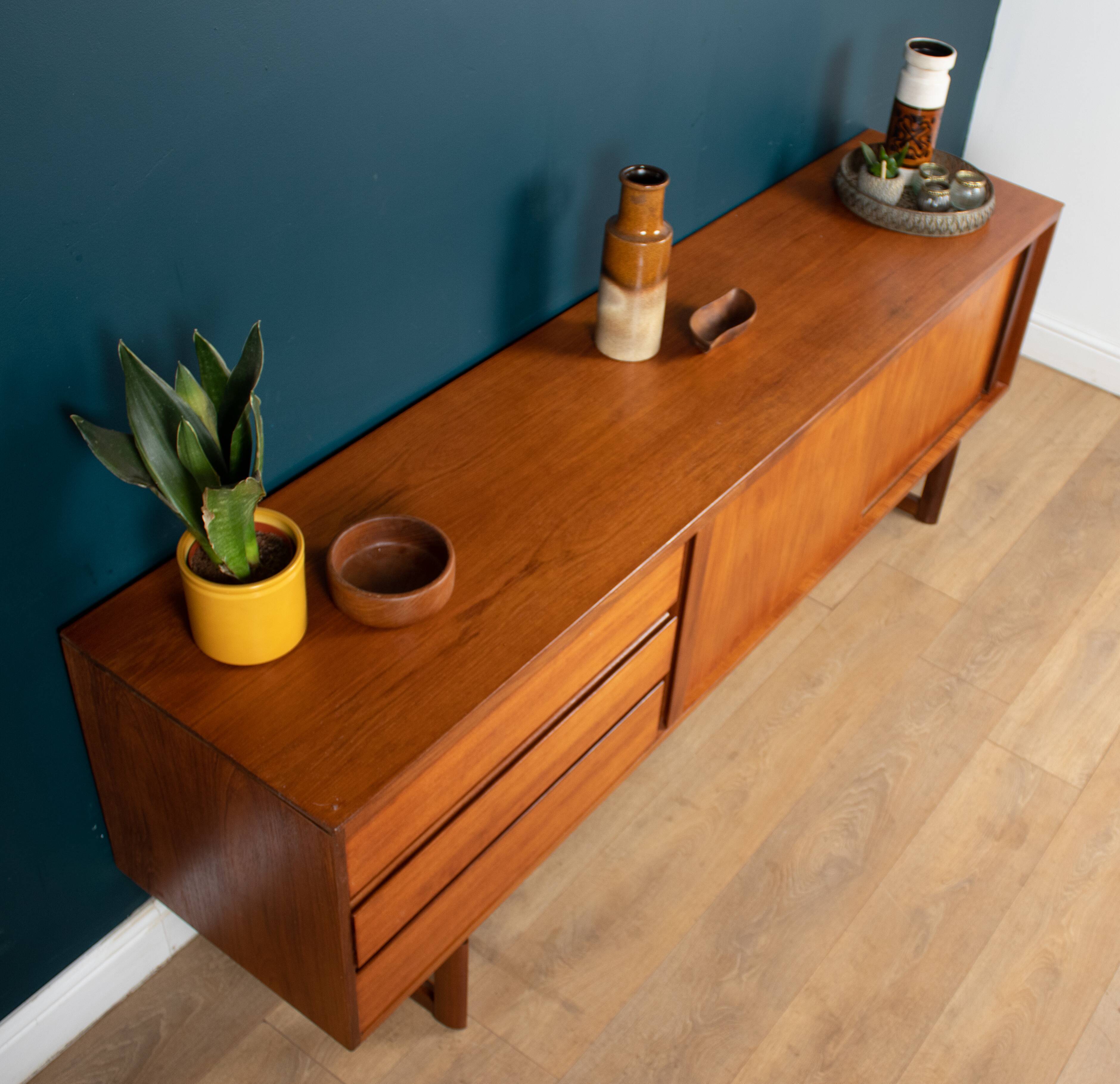 Retro 1960s Long White & Newton Teak Sideboard With Sliding Doors