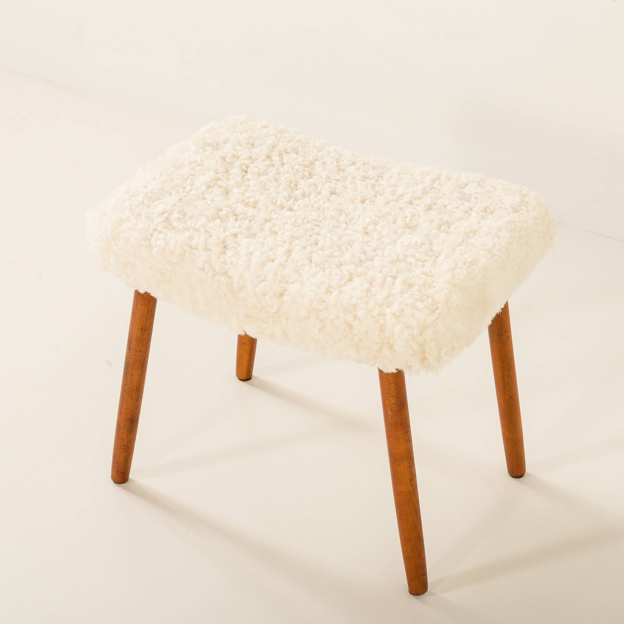 Danish mid century footstool in sheepskin, 1960s