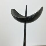 Large 47cm Brutalist Cast Iron Candle Holder by Manfred Bergmeister, Germany 1970