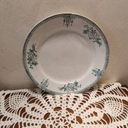 Set of 2 Sarreguemines 4003 plates with green arabesques and flowers