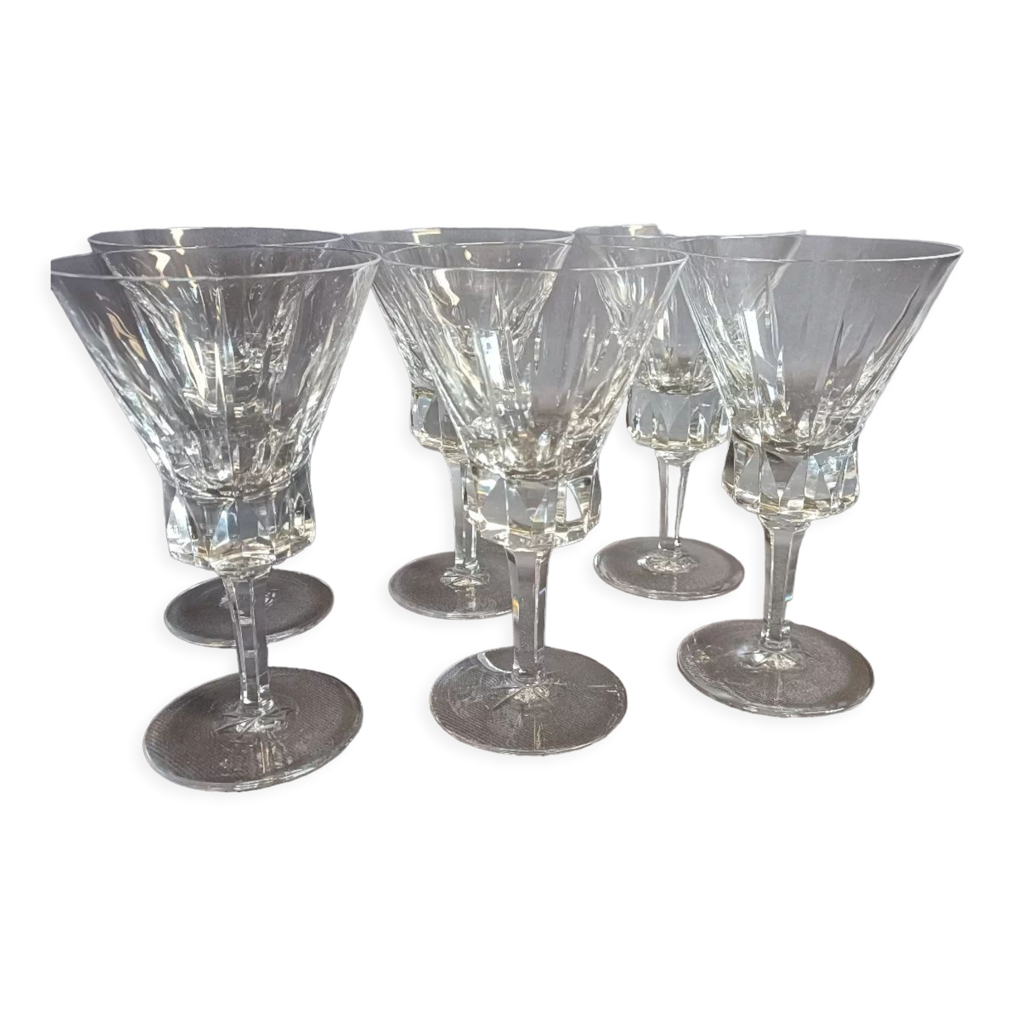 Série de 6 verres à vin rouge en cristal de Bayel forme tulipe