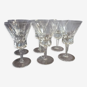Series of 6 red wine glasses in Bayel crystal tulip shape