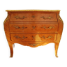 Commode galbée style Louis XV marqueterie et bronze années 60'