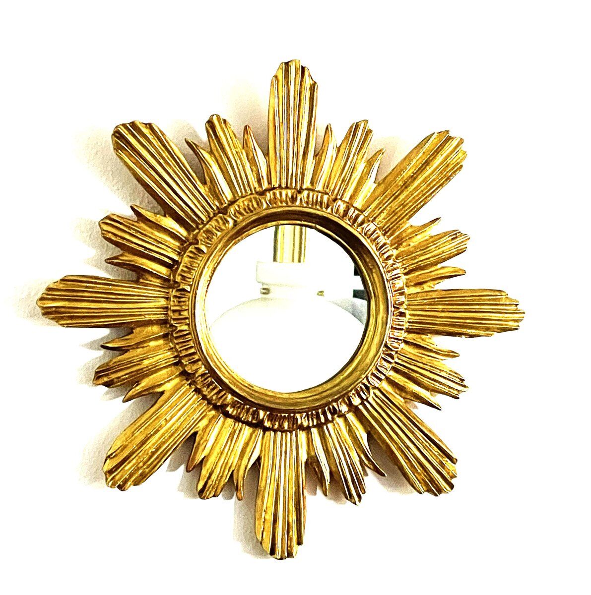 Wenz golden wood sun mirror, Germany, 1960s