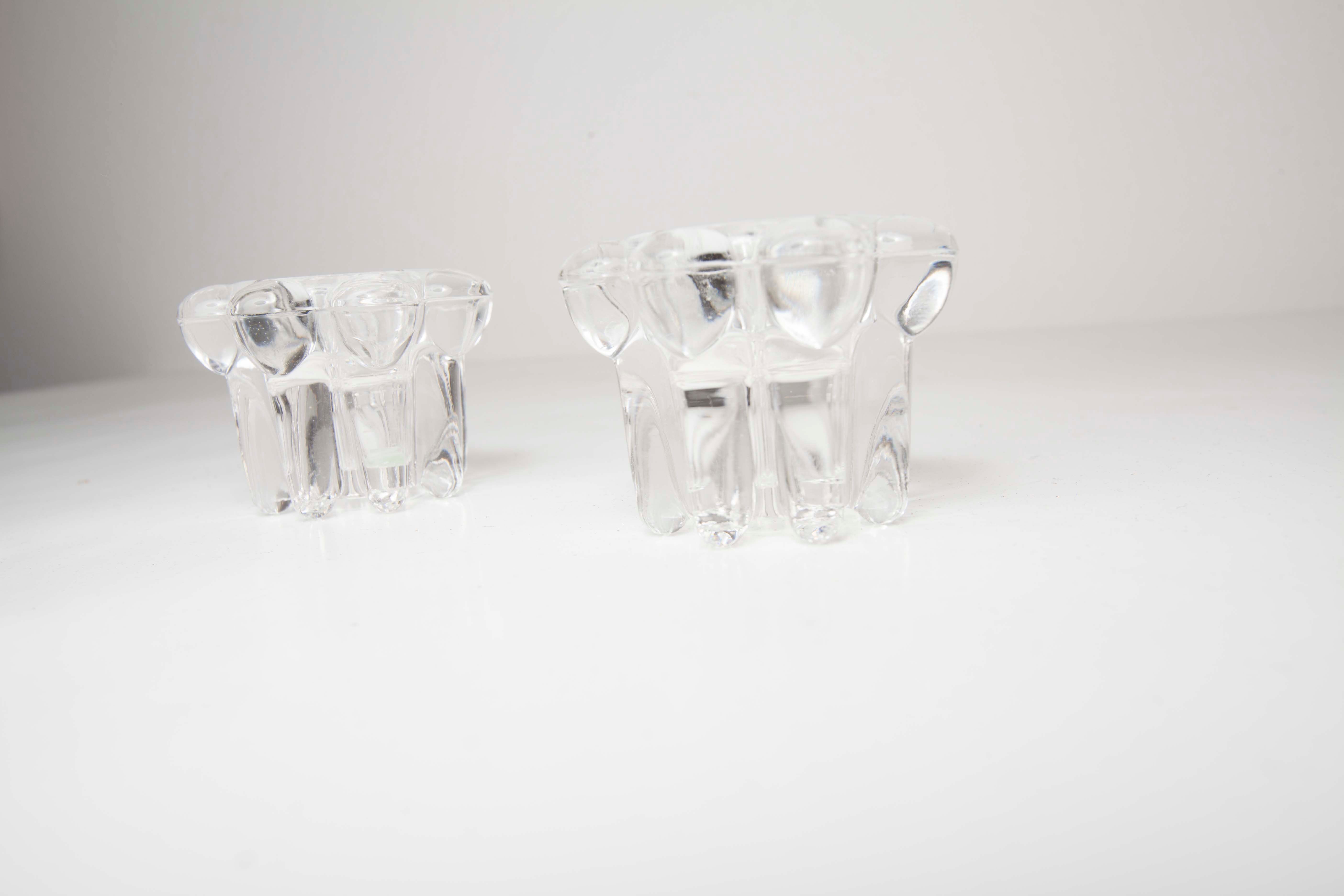 Paire de bougeoir transparent 60s