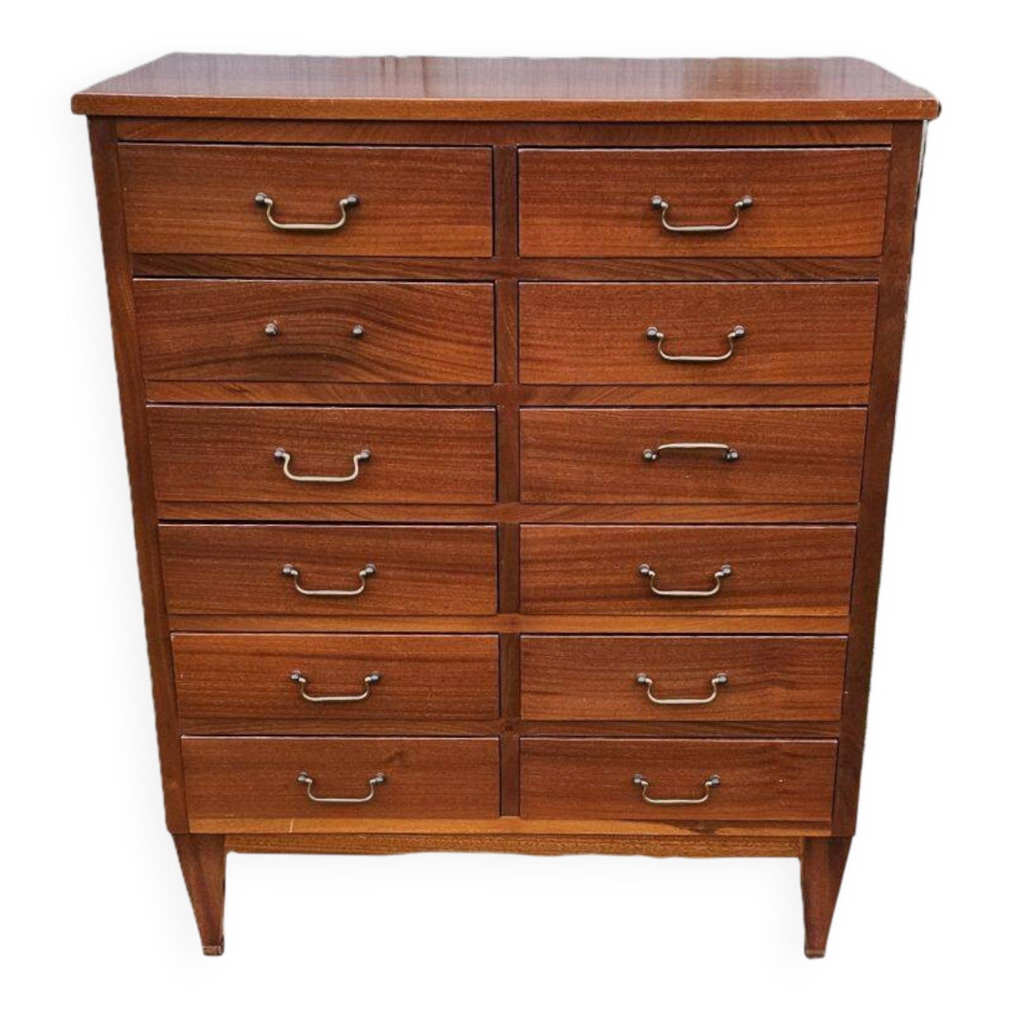 English Mahogany Archive Furniture with 12 Drawers