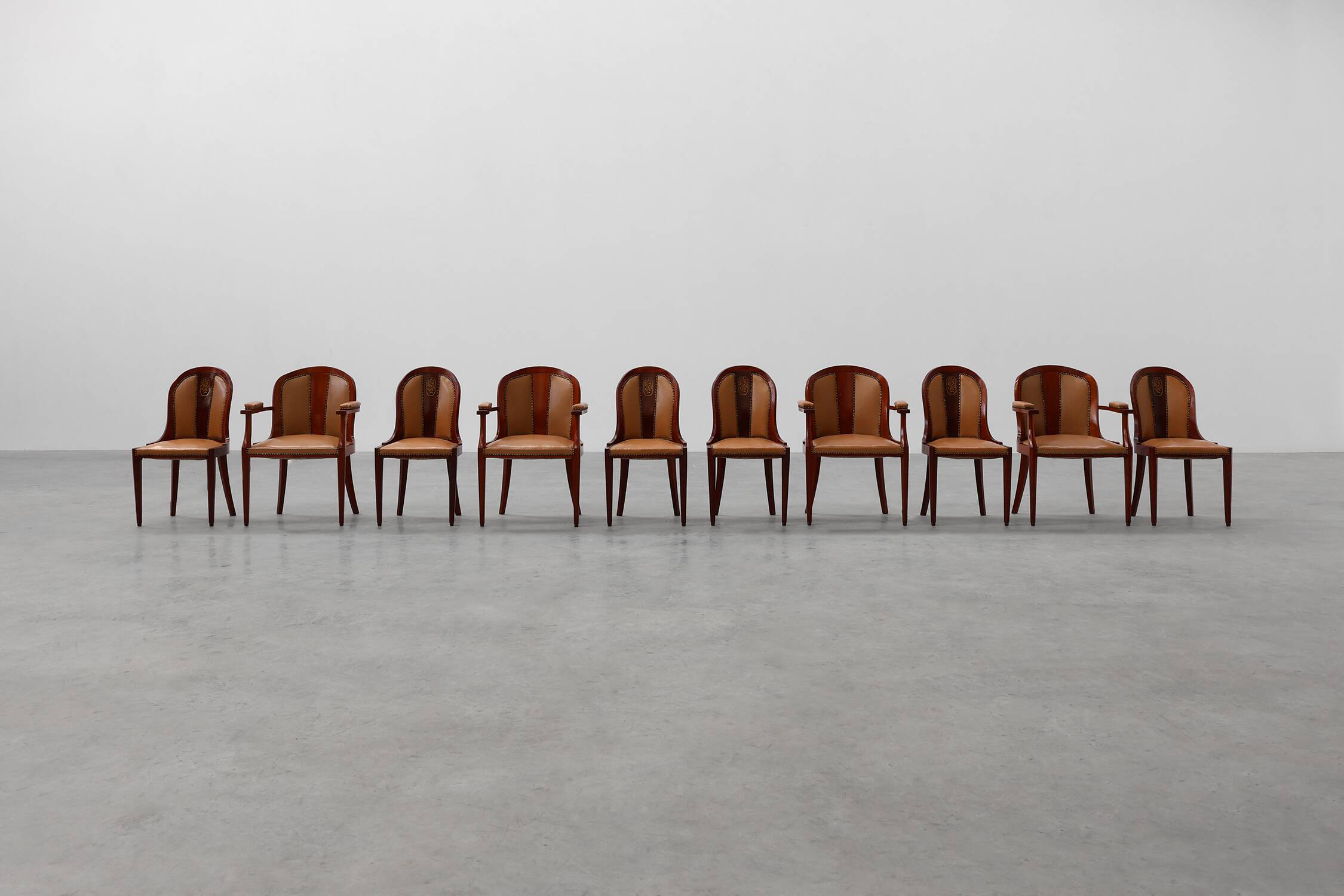 Set of 10 Art Deco chairs by De Coene, Belgium 1935