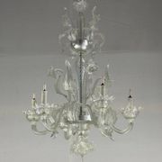 Venetian chandelier in colorless murano glass, 6 arms of light circa 1950