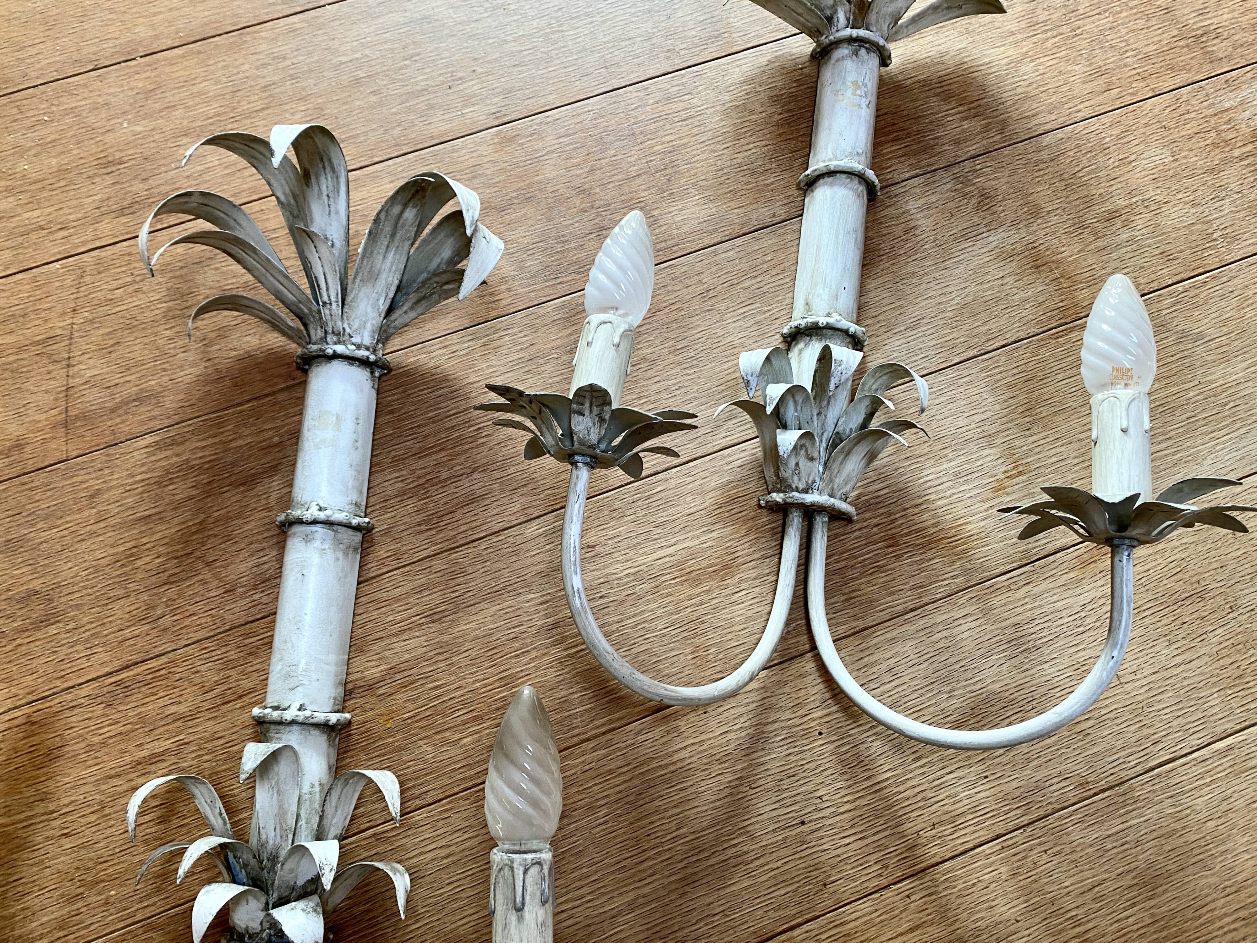 Pair of Vintage Lacquered Sheet Metal Wall Lights -