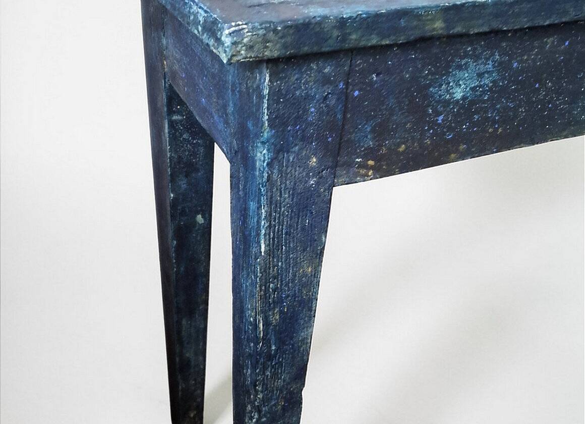 Blue patinated wooden console