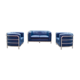 Zanotta Onda set Sofa & 2 Chairs blue leather