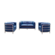Ensemble canapé & 2 fauteuils en cuir bleu Zanotta Onda